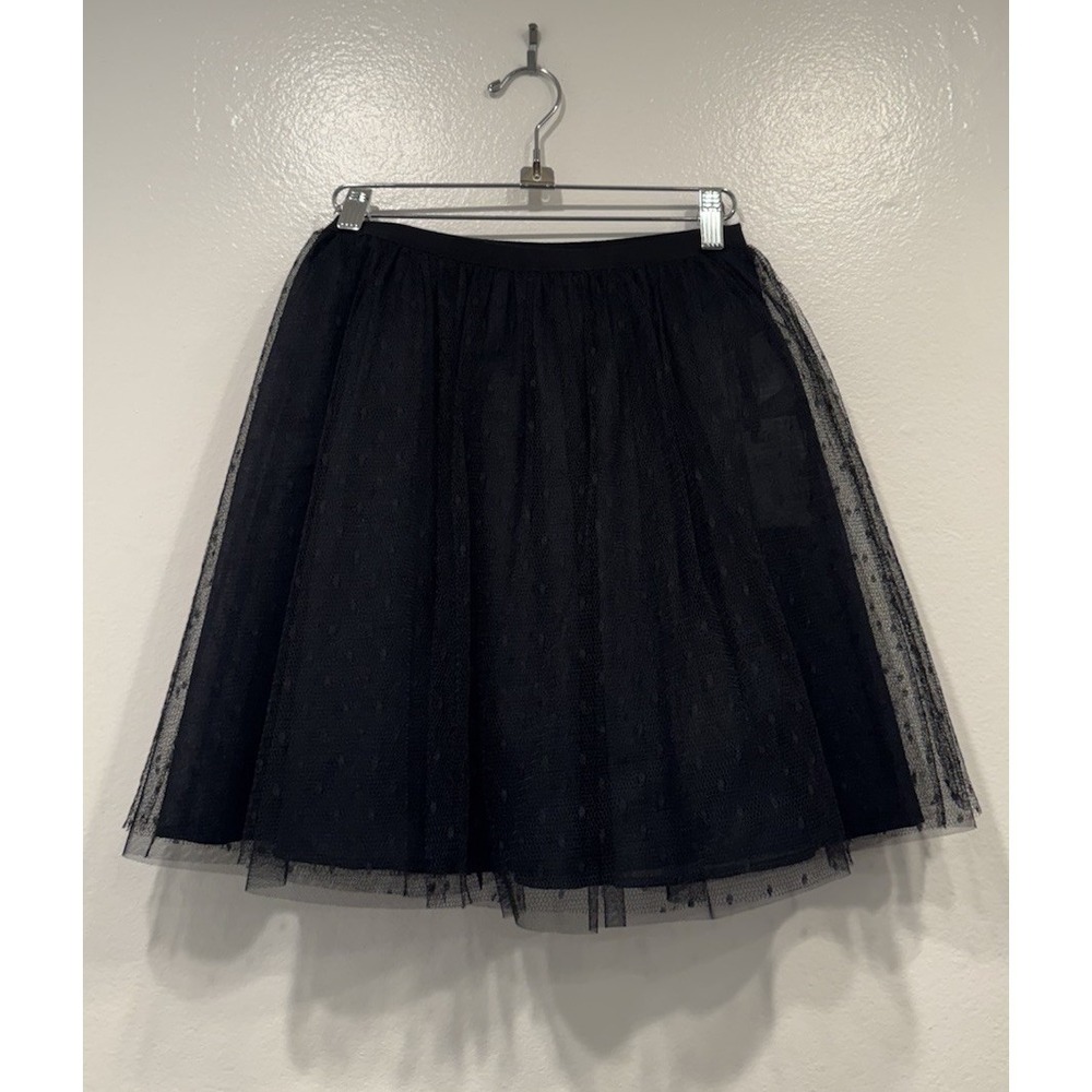 RED VALENTINO Black Tulle Mini Skirt Dot Mesh Sz 38 Ethereal Coquette Whimsical